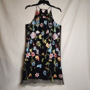 love...ady Black Dress with Embroidered Floral Accents Size L. Whimseygoth